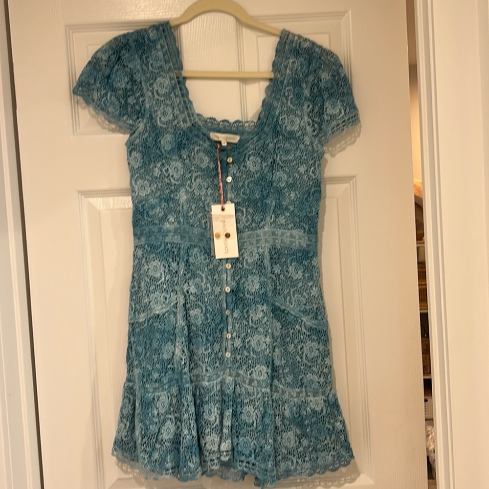 Loveshackfancy crochet blue dress new nwt size 6